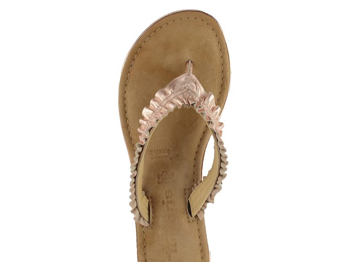 Tamaris pantofle žabky řasené rose metalic 1-27110-22