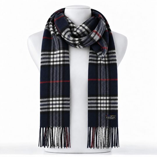 Fraas kašminkový šál s károvaným vzorem blue 625391-592