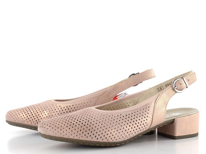 Rieker prořezávané lodičky s volnou patou růžové 47066-31