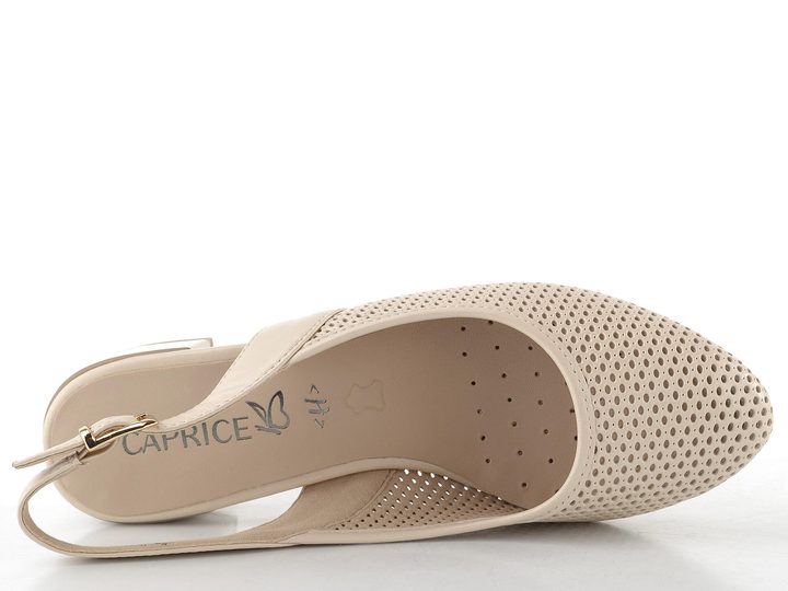 Caprice prodyšné lodičky s volnou patou cream nappa 9-29602-44