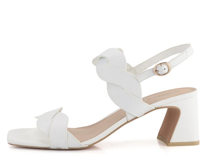 Caprice kožené sandály na podpatku White Nappa  9-28317-42