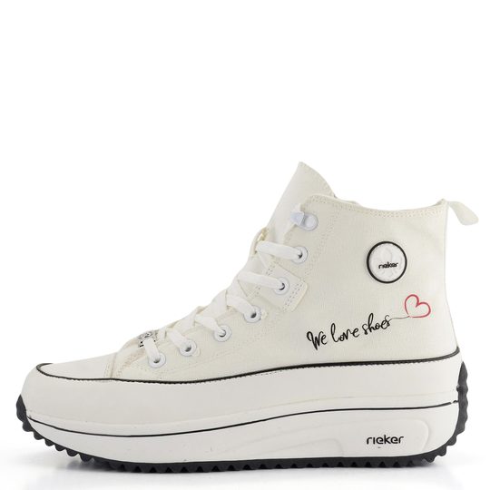 Rieker plátěné tenisky na platformě bílé 90012-80