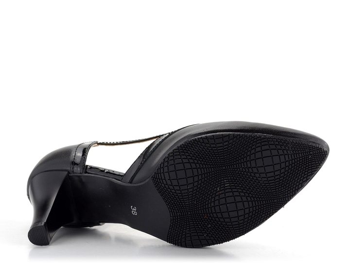 Barton elegantní lodičky s T páskem černé/lak R2463