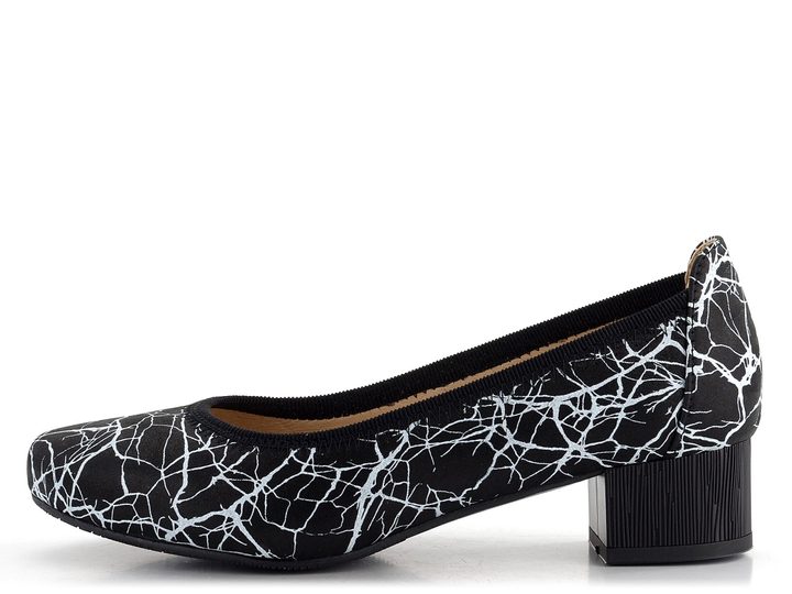 Barton dámské lodičky černé s bílým vzorem R2417