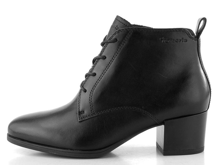 Tamaris kožený kotník na podpatku black 1-25131-43