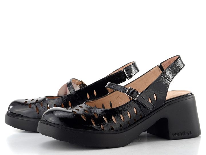 Wonders lakované lodičky s volnou patou negro E-7130