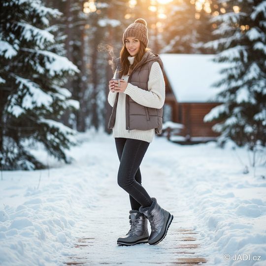 Caprice vyteplený šněrovací kotník Taupe Comb 9-26226-41