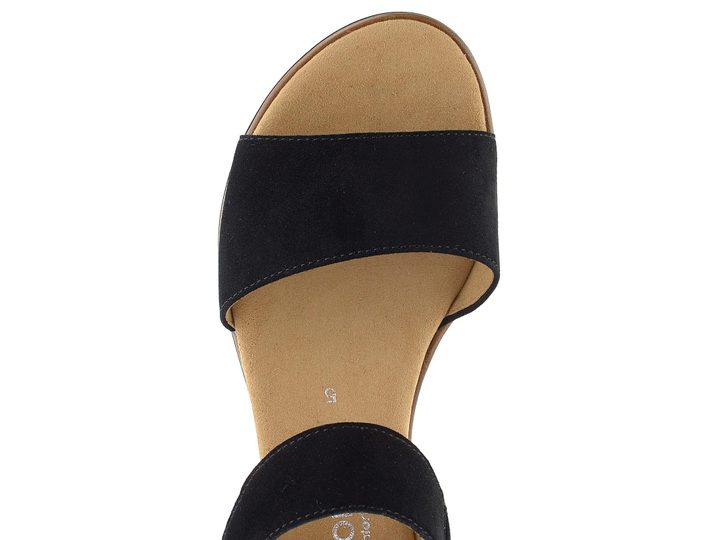 Gabor čierne semišové sandále na kline 22.750.47