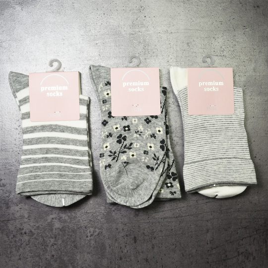 Dámske ponožky so zdravotným lemom 3 páry šedý mix