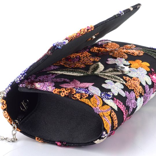 Bulaggi barevné společenské psaníčko s flitry Flower black BU32-26386