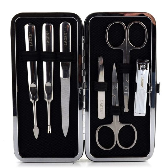 Manikúra s kvalitními nástroji a kovovým rámečkem černá 70098