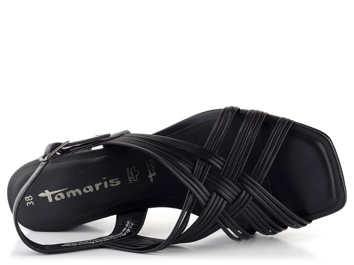 Tamaris čierne sandále s kríženými pásikmi 1-28248-20