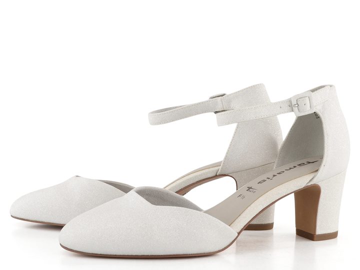 Tamaris bílé lodičky s kotníkovým páskem White Glam 1-24432-41
