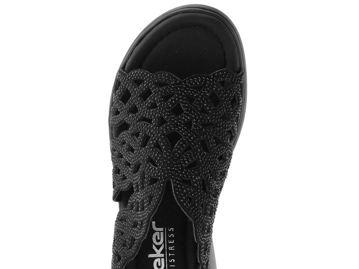 Rieker pantofle se širokým páskem schwarz V1789-00