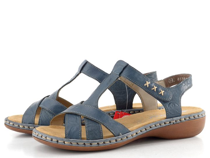 Rieker modré sandálky s nártovým T páskem 65919-12