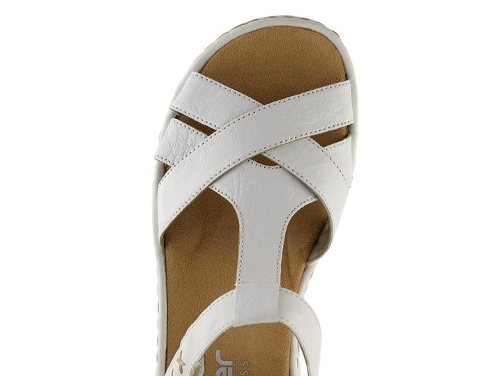 Rieker biele sandálky s priehlavkovým T pásikom 65919-80