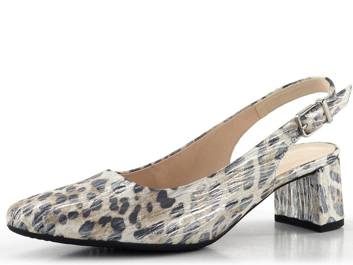 Gabor metalické lodičky so vzorom a voľnou pätou bianco 82.260.91