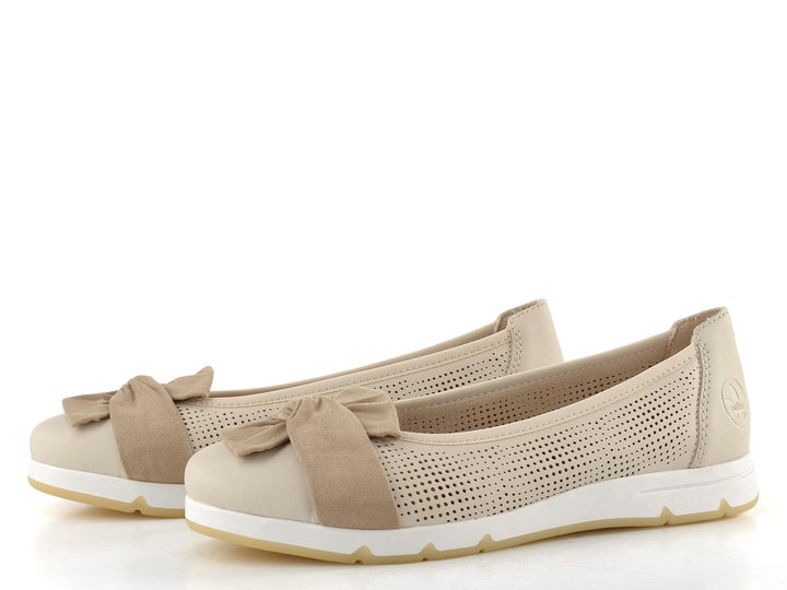 Rieker baleríny s mašlí perle/jute L3066-60