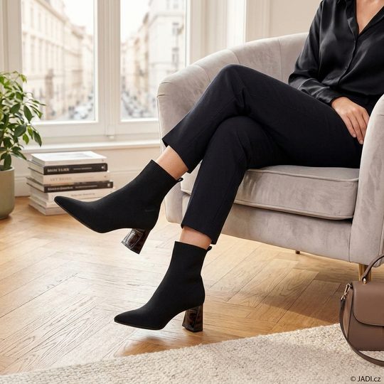 Tamaris elegantní kotník na podpatku black 1-25328-47