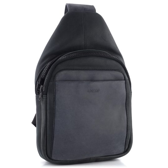 Kožený batoh s jedním popruhem černý/tmavě modrý BLC-23-2663