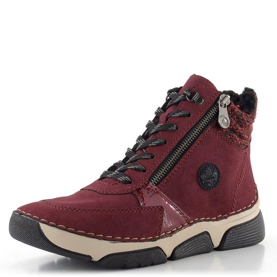 Rieker šněrovací kotník se zipem červený 45960-35