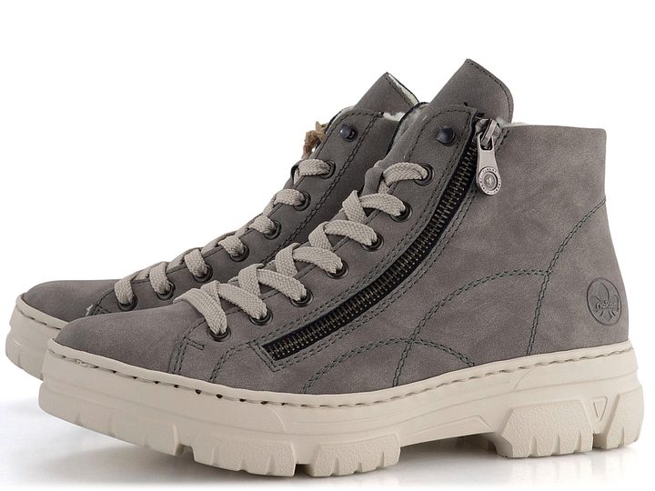 Rieker šněrovací kotník s kontrastní podešví šedý Z7410-40