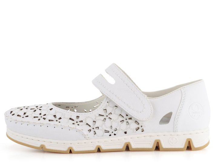 Rieker bílé sportovnější baleríny s páskem 49977-80