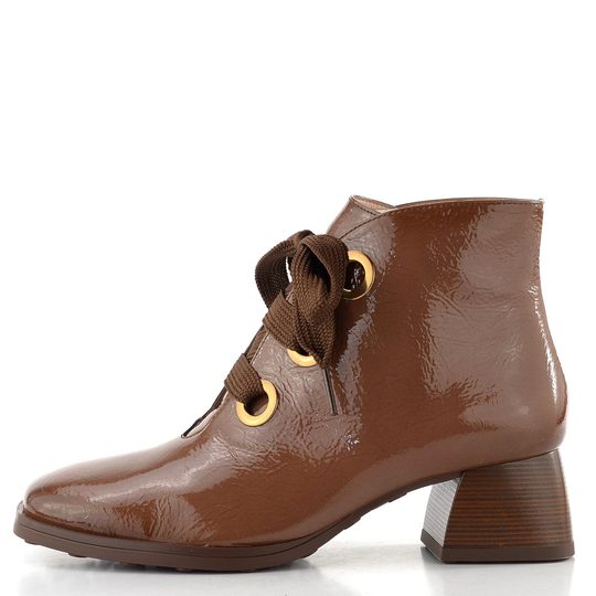 Hispanitas lakovaný šněrovací kotník na podpatku Marsella avellana HI254326