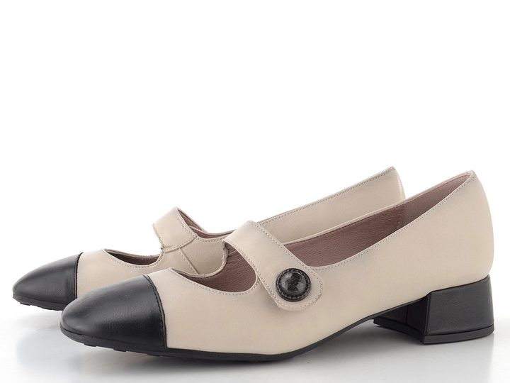 Hispanitas lodičky s nártovým páskem Oporto cream/black BHI254315