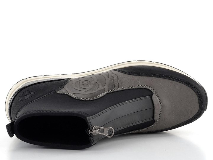 Rieker športovejšia členková obuv s predným zipsom čierna/šedá 58956-00