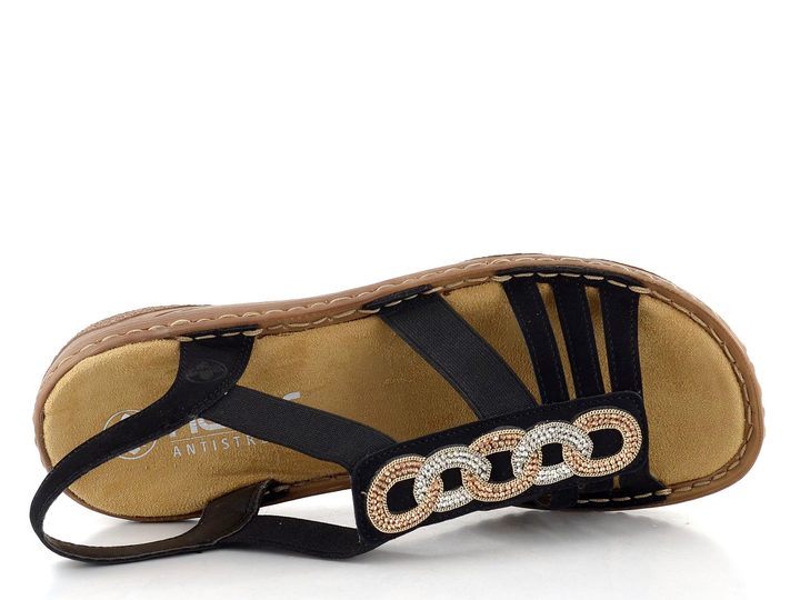 Rieker černé sandály s gumičkami V2870-00