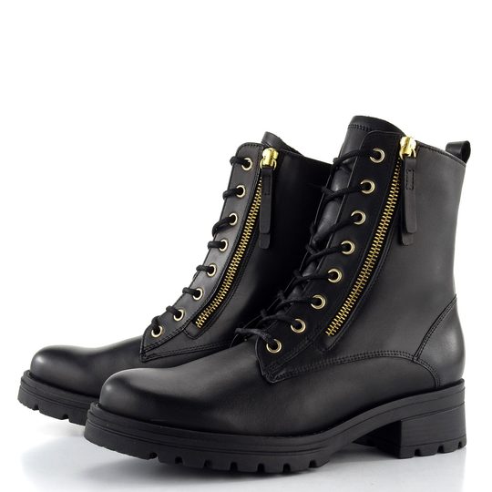 Gabor šnurovacia dámska členková obuv so zipsom čierna 52.785.67