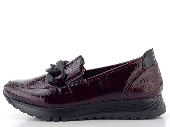Rieker lakované mokasíny bordeaux/black 49051-35