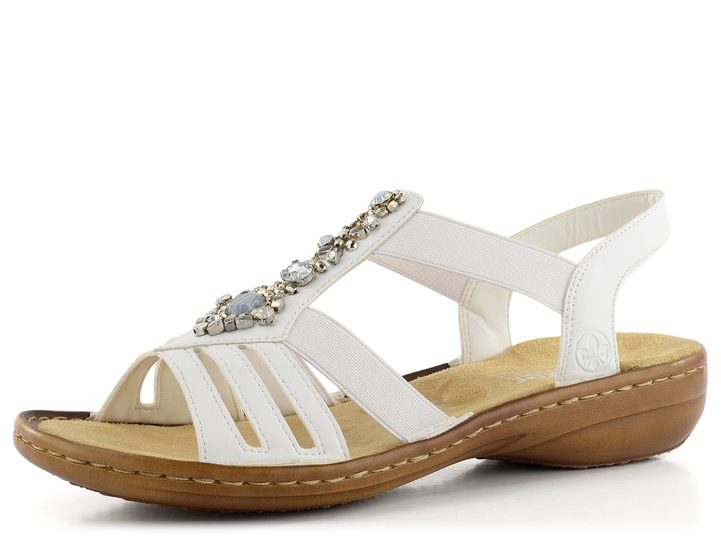 Rieker sandále biele s bižutériou 60839-80
