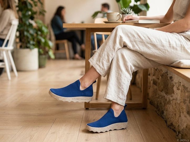 Asportuguesas nazúvacie úpletové poltopánky Care navy P018019029