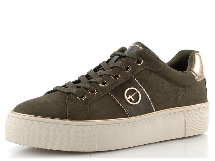 Tamaris tenisky na platformě olive nubuc 1-23724-42