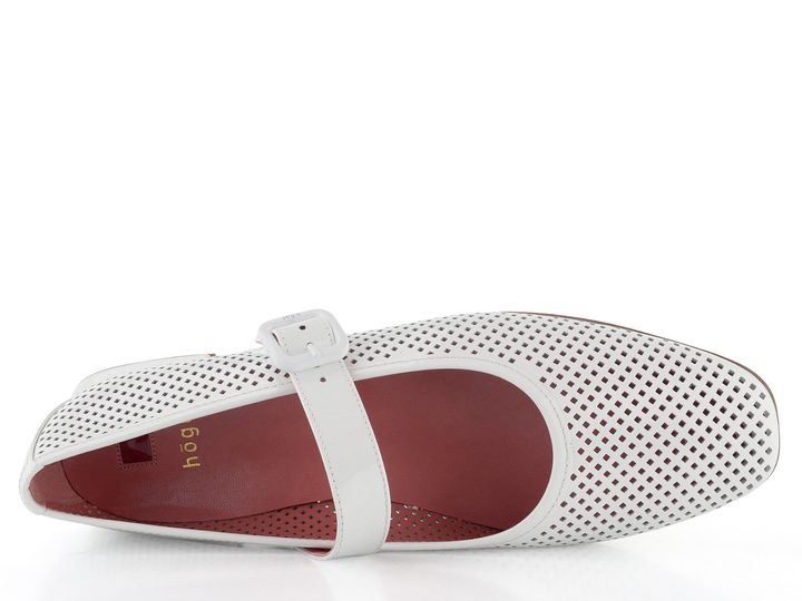 Högl lakované baleríny so vzorom a priehlavkovým pásikom biele 9-110964