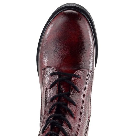 Barton šněrovací kotník na podpatku tmavě červený 24-2527