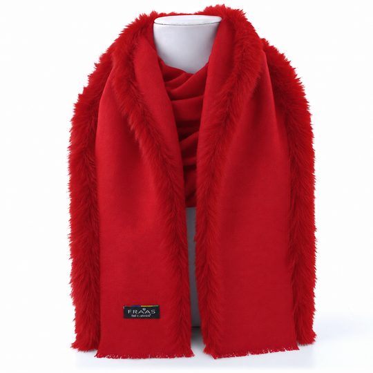 Fraas pončo s kožešinkovým lemem true red 631206-361