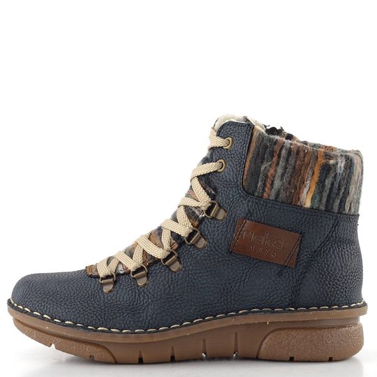 Rieker šněrovací kotník s nápletem modrý 73343-15