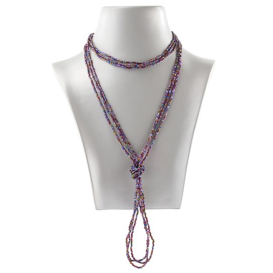Náhrdelník rokajl dlouhý s uzlem fialový