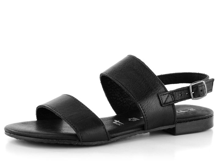 Tamaris hladké čierne pásikové sandále 1-28133-24