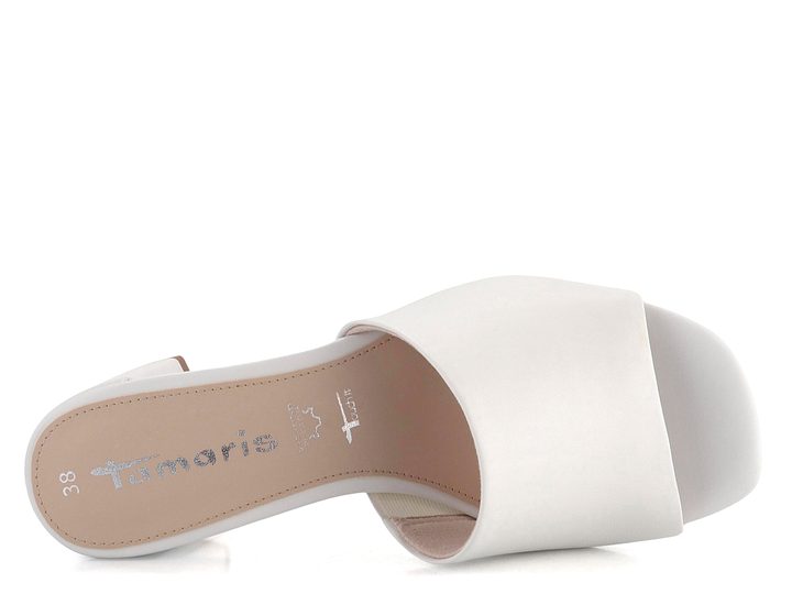 Tamaris kožené pantofle na podpatku White 1-27204-42