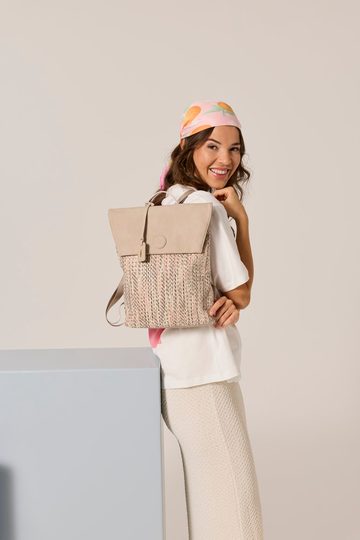 Rieker béžový batoh s klopou beige/ginger H1386-94