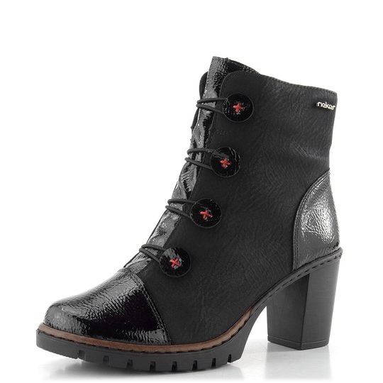 Rieker elegantn členková obuv na podpätku čierna Y2576-00