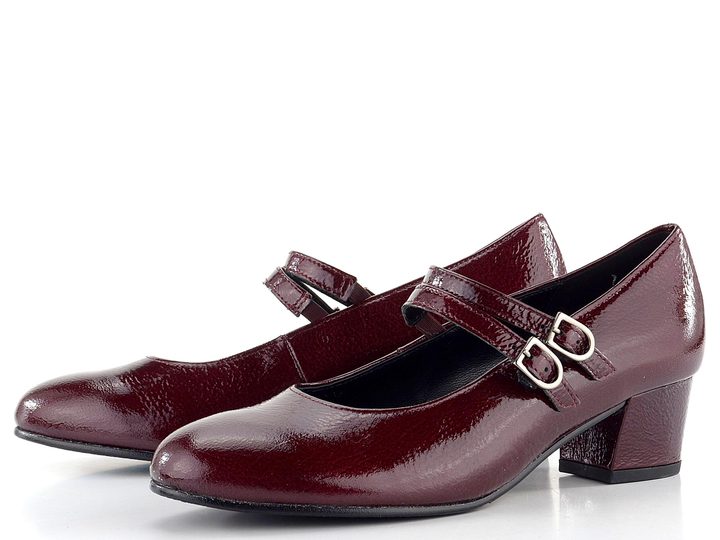 Gabor vínové lakované lodičky s priehlavkovými pásikmi 52.212.88