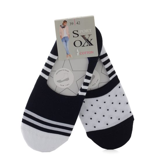 Dámske športové ponožky low cut biele/čierne / 2 páry