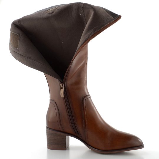 Tamaris kozačky na podpatku cognac leather 1-25576-47