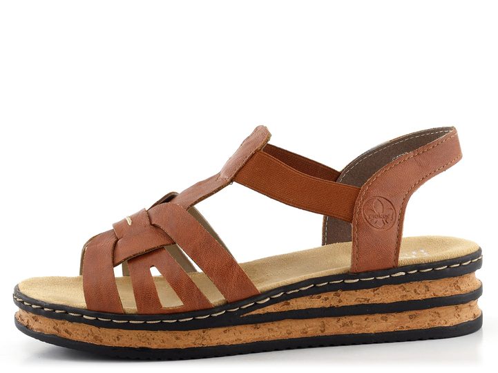 Rieker hnědé sandály na klínku 62918-22