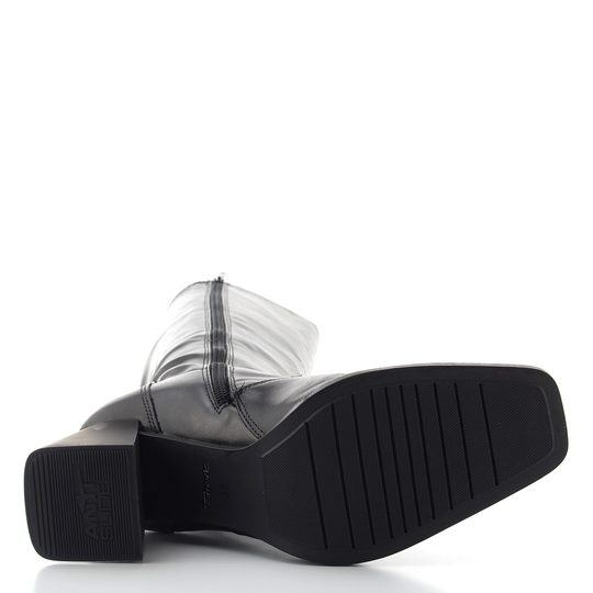 Tamaris kozačky na podpatku black 1-25544-47